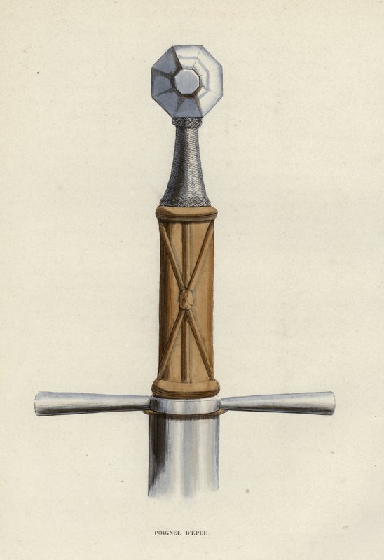 Poignee D'Epee (renkli gravür) by European School