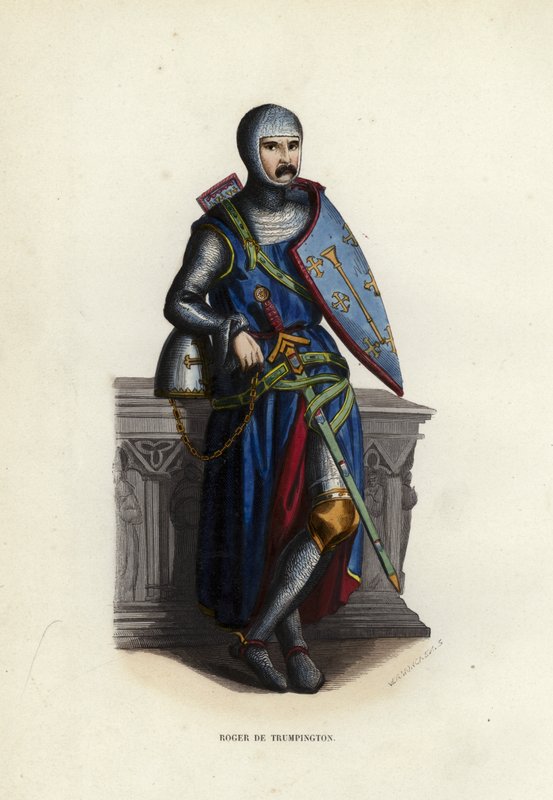 Roger De Trumpington (renkli gravür) by European School