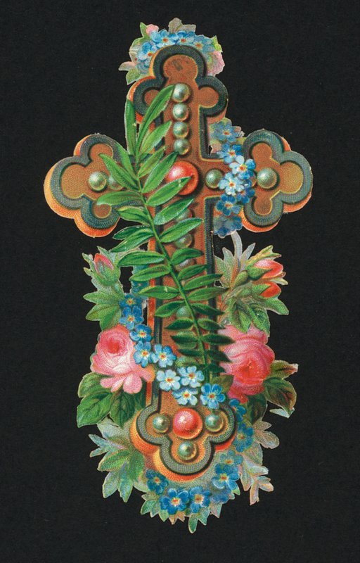 Viktorya dönemi artıkları: Kutsal haç (chromolitho) by European School
