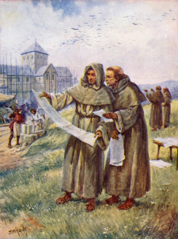 Bir Manastır İnşası (renkli taş) by Evelyn Stuart Hardy