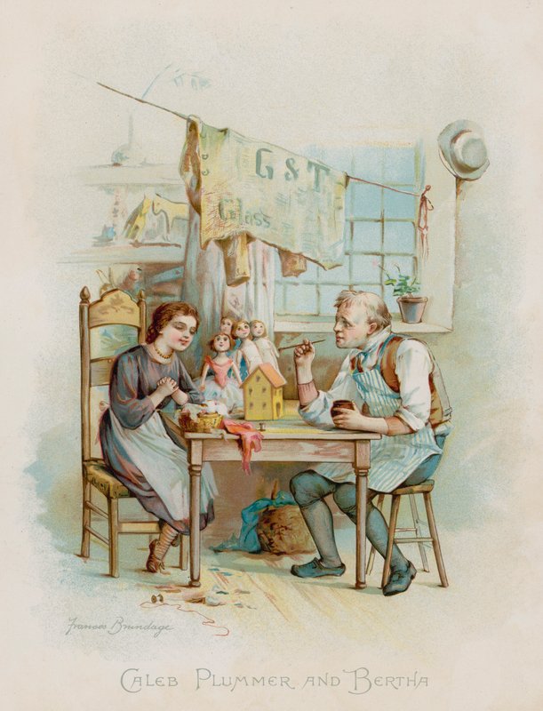 Caleb Plummer ve Bertha (kromolitho) by Frances Brundage