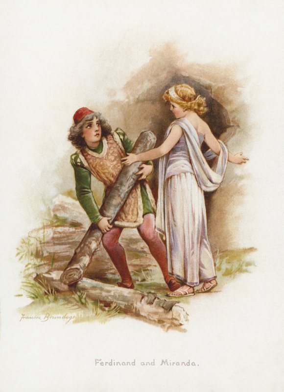Ferdinand ve Miranda (kromolitho) by Frances Brundage