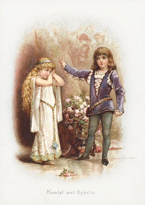 Hamlet ve Ophelia (chromolitho) by Frances Brundage