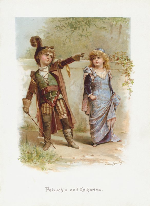 Petruchio ve Katharina (kromolitho) by Frances Brundage