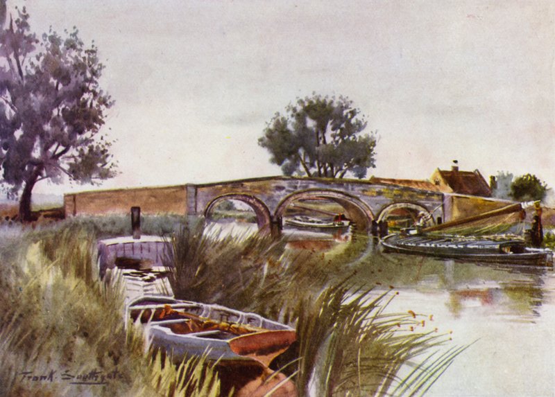 Norfolk Broads: Acle Bridge (renkli taş) by Frank Southgate