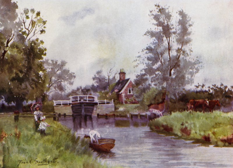 Norfolk Broads: Coltishall Lock (renkli taş) by Frank Southgate