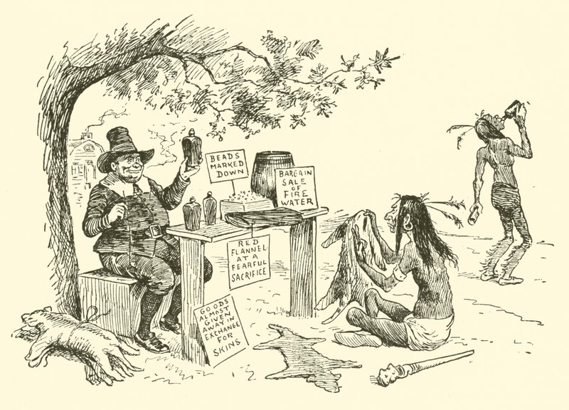 Püritenler Kızılderililerle takas by Frederick Burr Opper