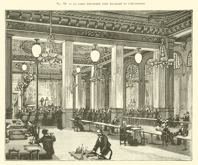 Jamin Elektrik Lambası Bir Kafe-Konser Aydınlatması by French School