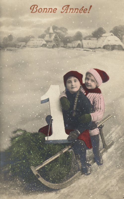Bir kızak üzerinde çocuklar by French Photographer