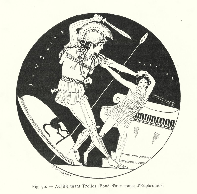 Troilus'u öldüren Aşil (lito) by French School