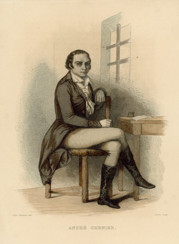Andre Chenier (renkli gravür) by French School