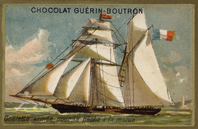 Silahlı morina balıkçı teknesi (chromolitho) by French School