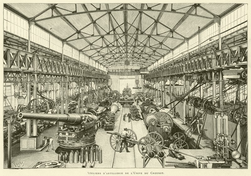 Creusot fabrikasının topçu atölyeleri (gravür) by French School