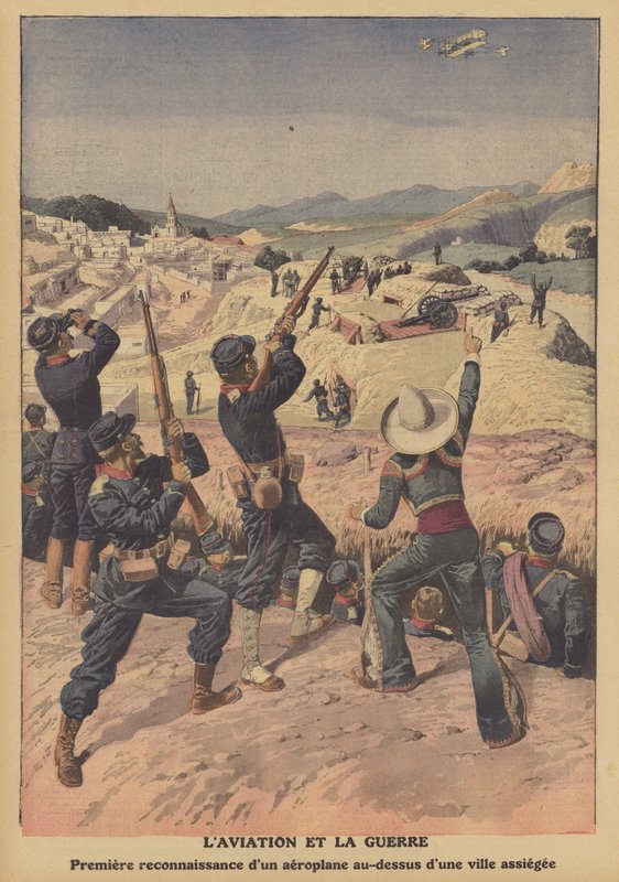 Savaşta havacılık (renkli taş) by French School