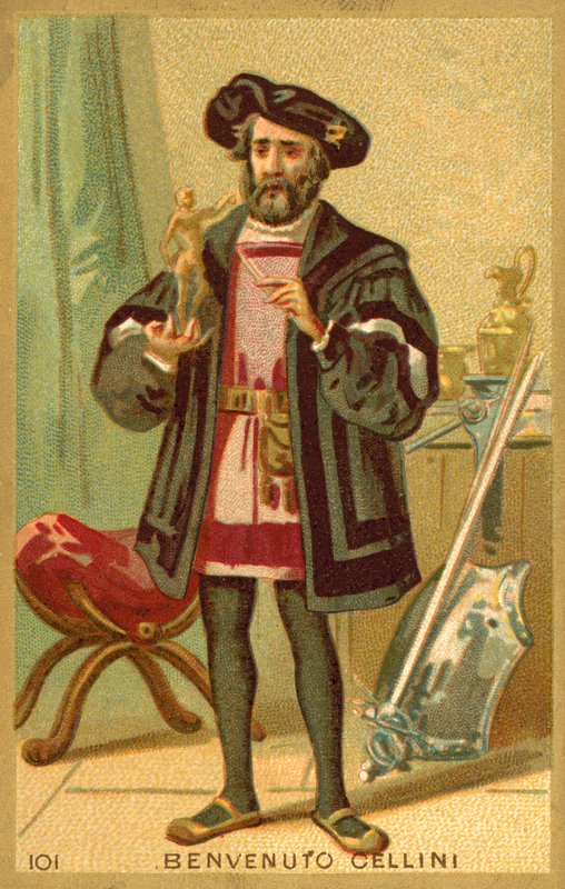 Benvenuto Cellini, İtalyan sanatçı (chromolitho) by French School