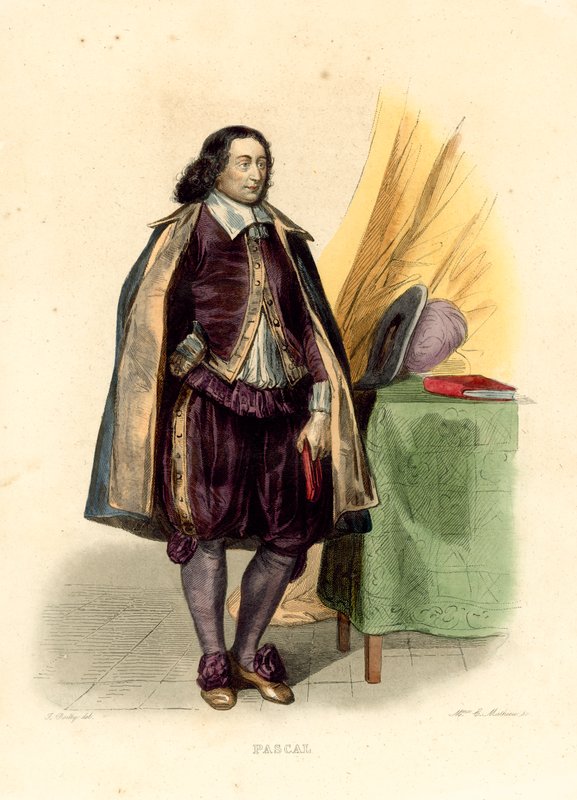 Blaise Pascal (renkli gravür) by French School
