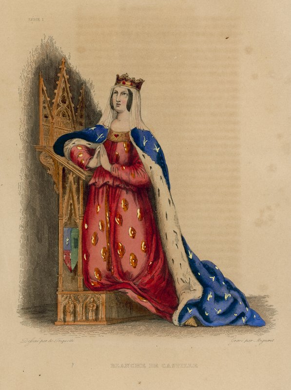 Kastilya Blanche (renkli gravür) by French School
