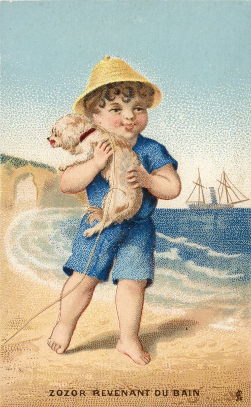 Sahilde köpekli çocuk by French School