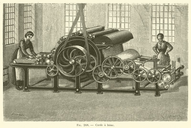 Carde a laine (gravür) by French School