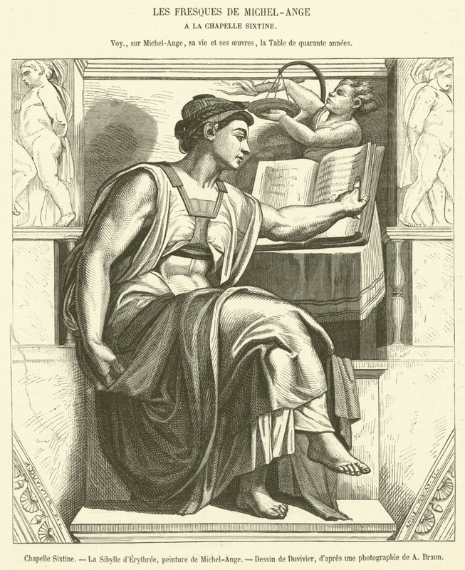 Sistine Şapeli, Eritre Sibyl (gravür) by French School