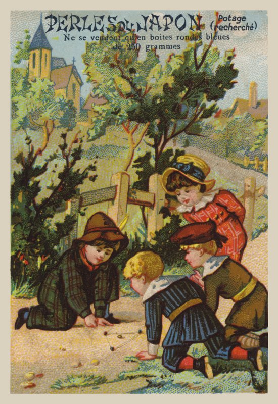 Mermer Oynayan Çocuklar (chromolitho) by French School