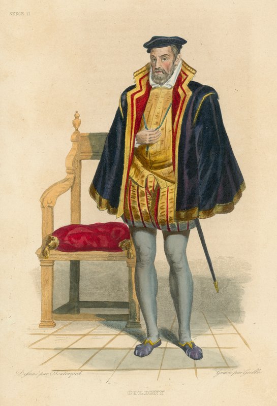 Coligny (renkli gravür) by French School