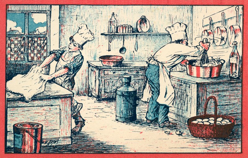 Mutfakta çalışan aşçılar (chromolitho) by French School