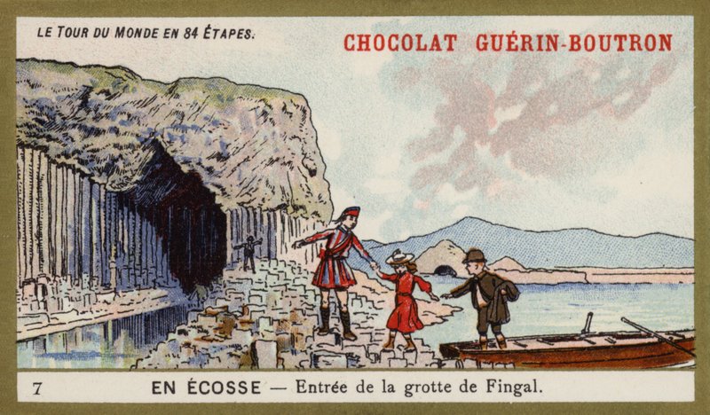 Fingal Mağarası'na giriş; İskoçya (kromolitho) by French School