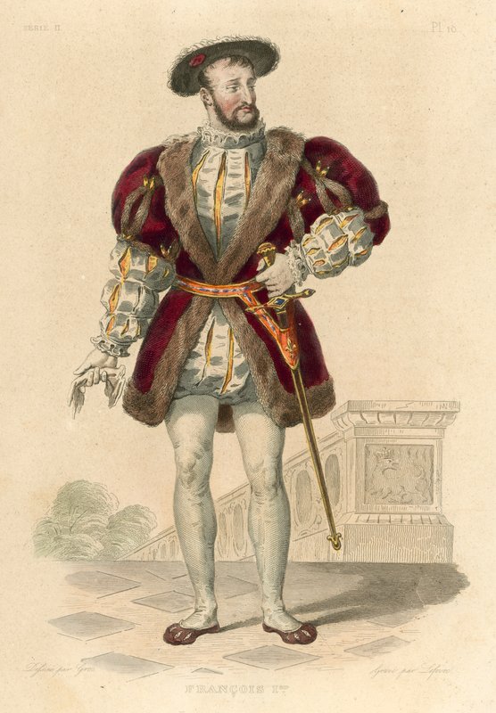 Francois Premier (renkli gravür) by French School
