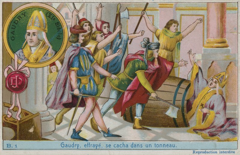 Gaudry, korkmuş, bir varilin içinde saklanıyor by French School