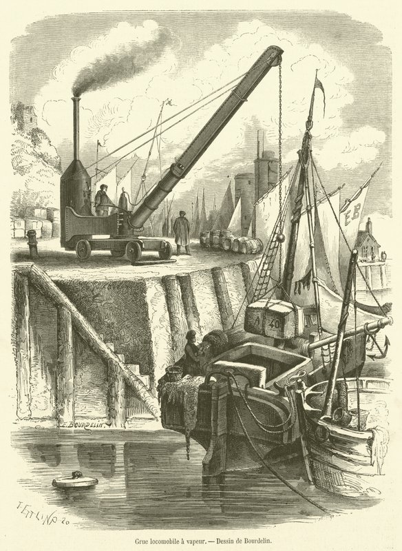 Buharlı lokomotif vinci (gravür) by French School