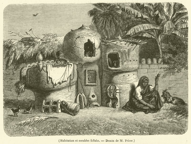 Fellah konut ve mobilya (gravür) by French School