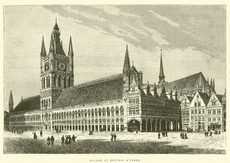 Ypres Salonları ve Çan Kulesi (gravür) by French School