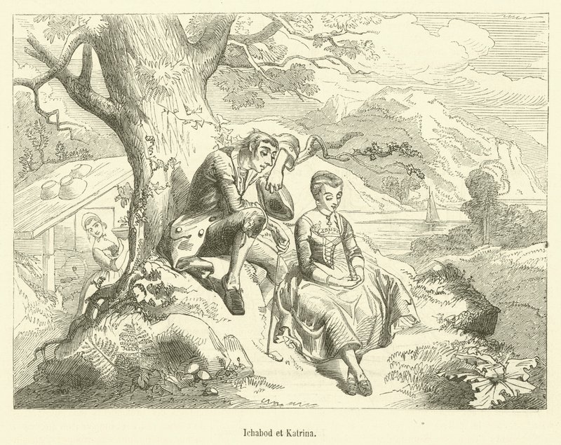 Ichabod et Katrina (gravür) by French School