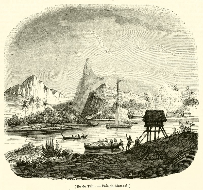 Ile de Taiti, Baie de Matavai (gravür) by French School