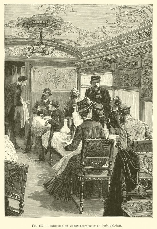 Doğu treninin Vagon-Restoranının içi (gravür) by French School