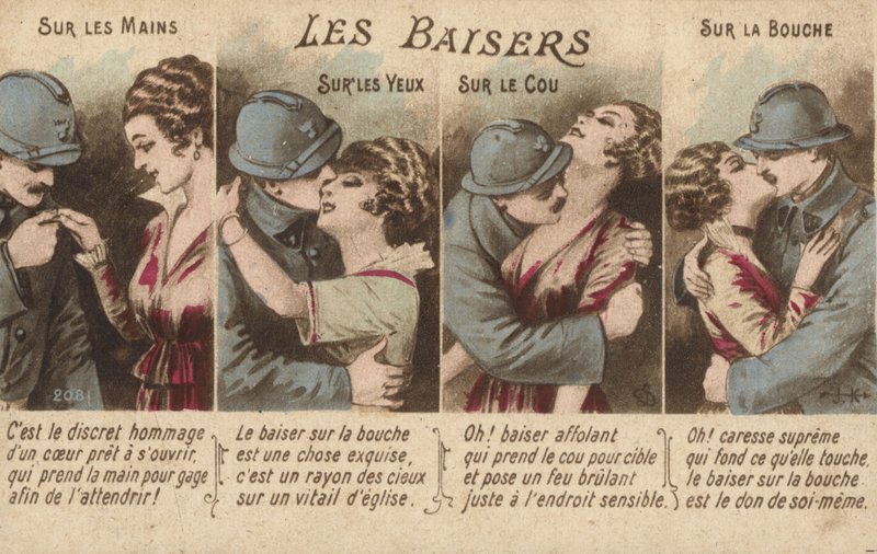 Öpüşen çift (renkli taş) by French School