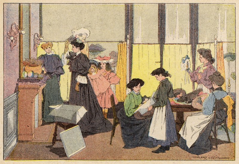 La Modiste, The Milliner (renkli taş) by French School