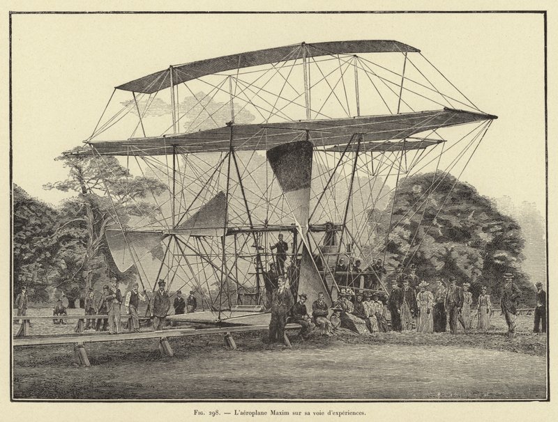 Maxim uçağı deneyler yolunda (gravür) by French School