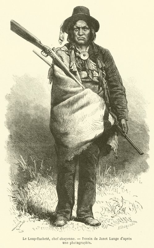 Le Loup-Tachete, Cheyenne şefi (gravür) by French School