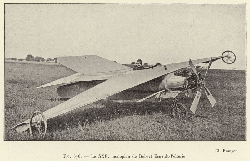 REP, Robert Esnault-Pelterie tarafından tek kanatlı uçak (gravür) by French School