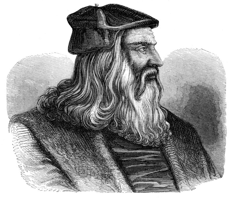 Leonardo Da Vinci (gravür) by French School