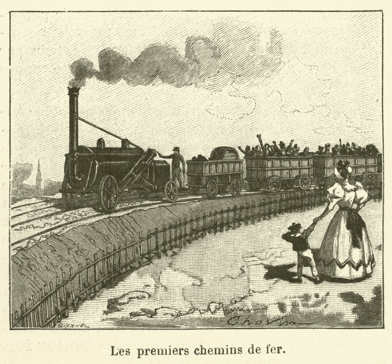 İlk demiryolları (gravür) by French School