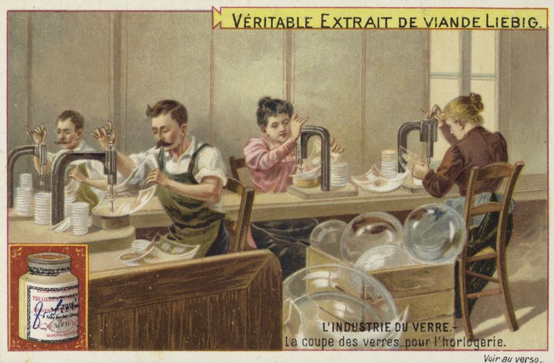 Cam endüstrisini öne çıkaran Liebig kartı by French School