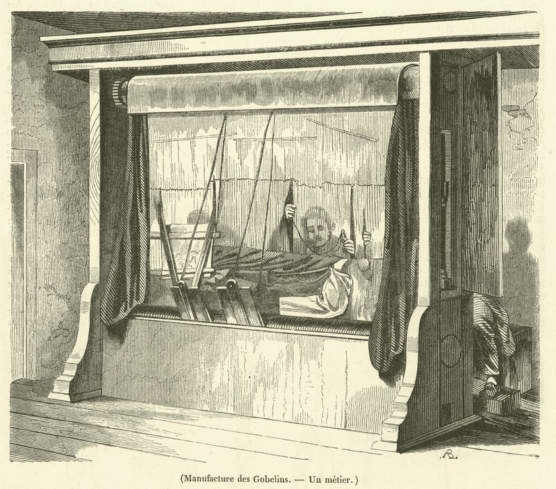 Üretim des Gobelins, A ticaret (gravür) by French School