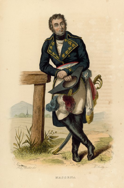 Massena (renkli gravür) by French School