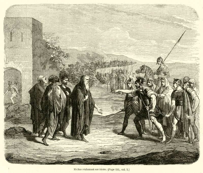 Michas idollerine sahip çıkıyor (gravür) by French School