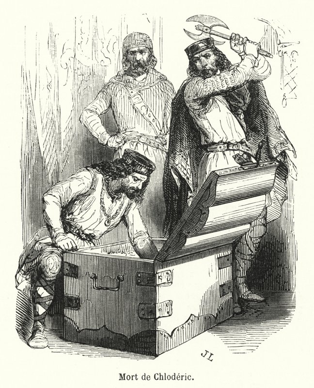 Mort de Chloderic (gravür) by French School