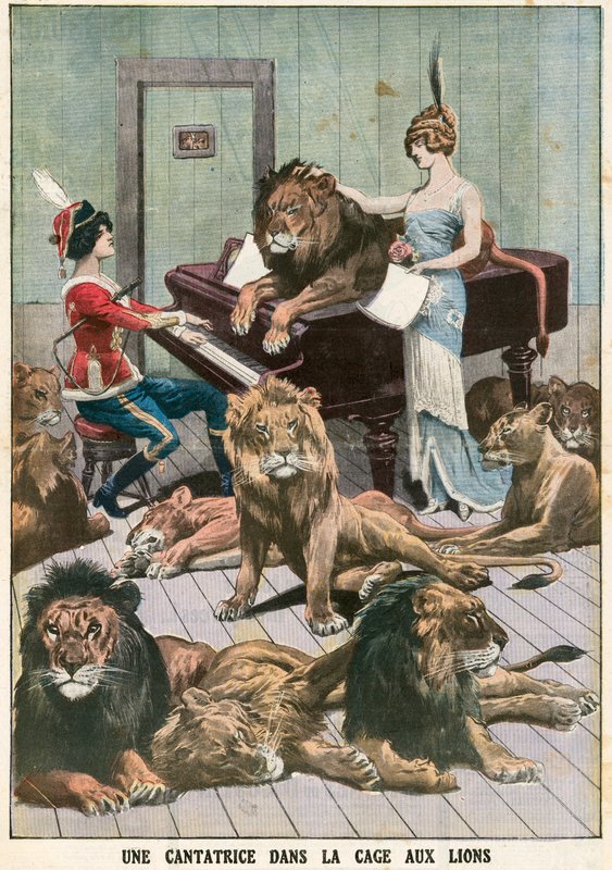 Bir aslan kafesinde opera sanatçısı by French School