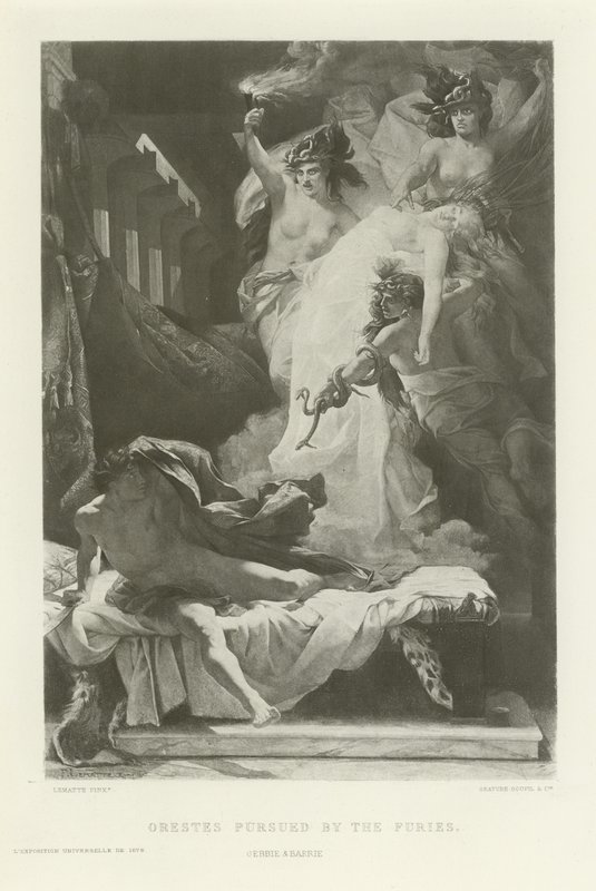 Öfkeler tarafından takip edilen Orestes (gravür) by French School